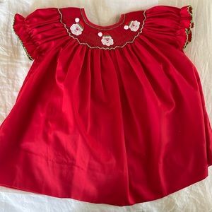 Smocked Christmas Dress Santa